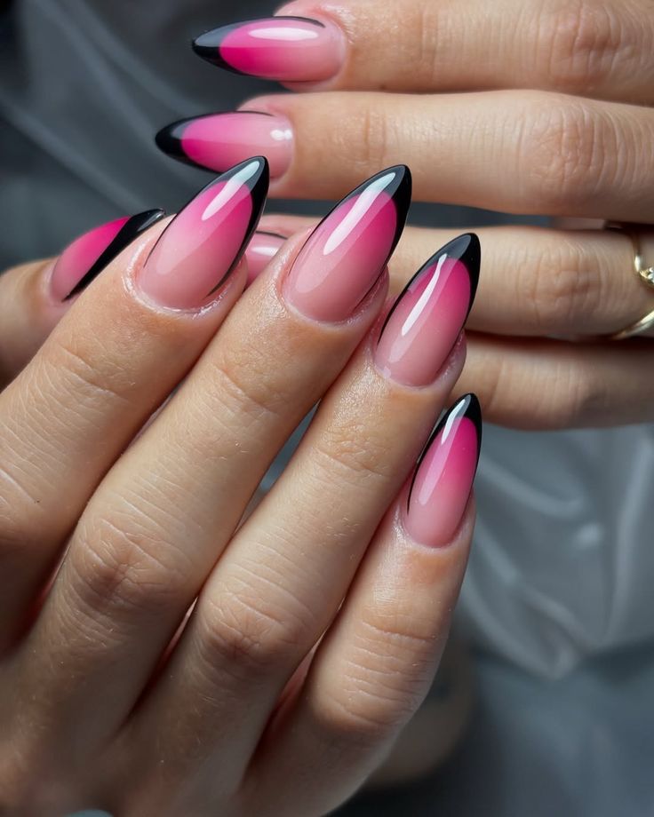 Pink Glitter and Black Tips