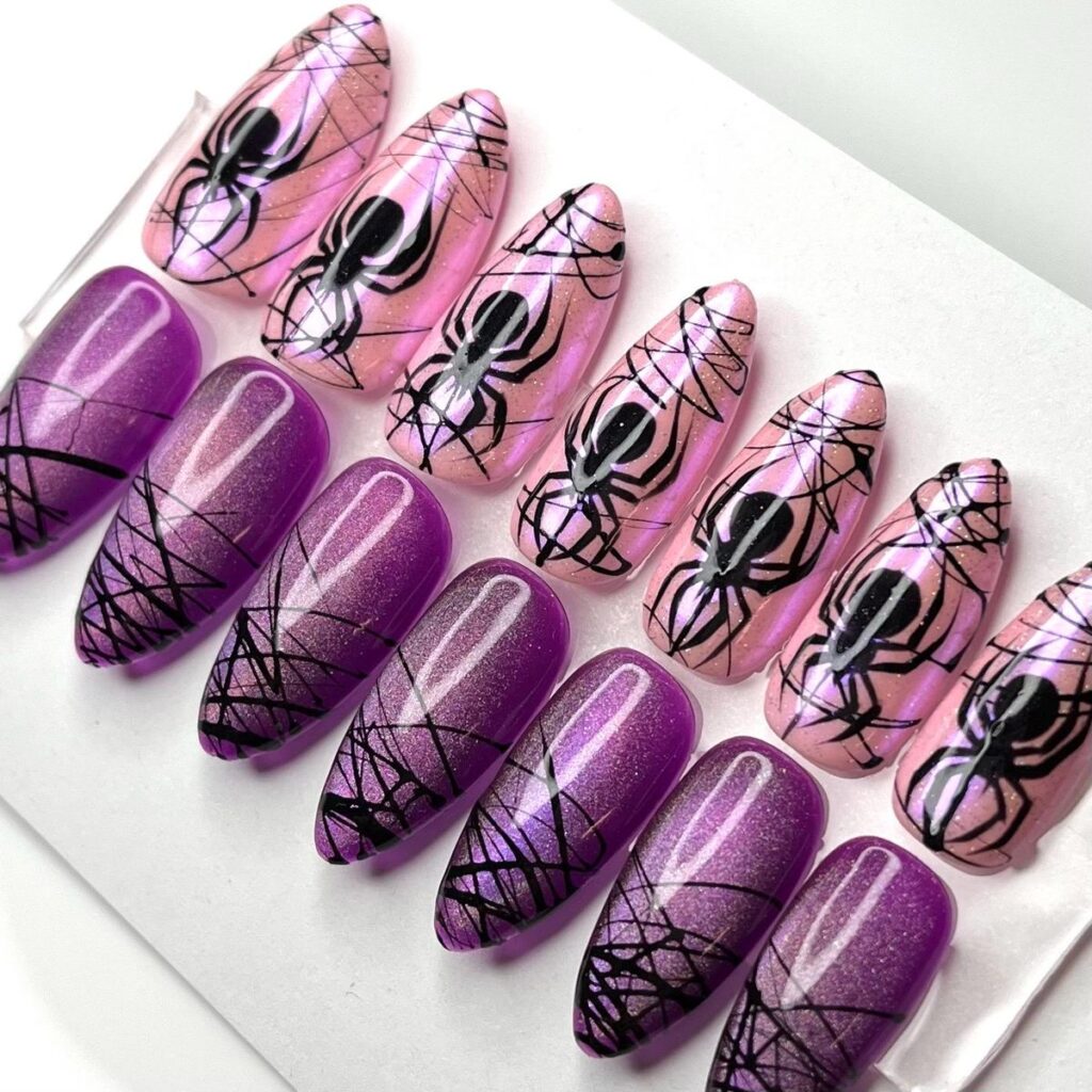 Magenta Spider Nails