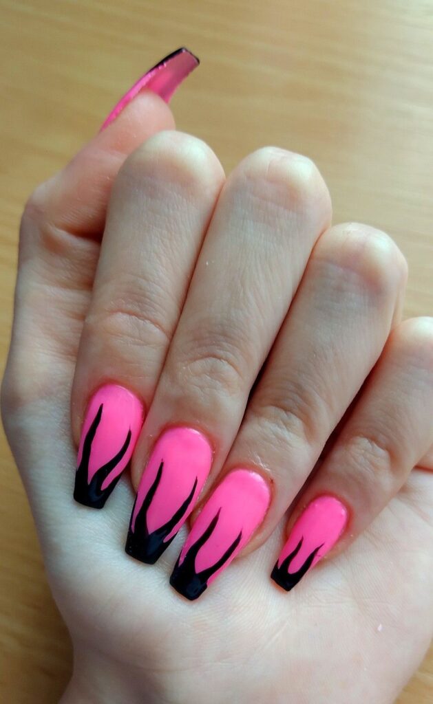 Hot Pink with Black Flames