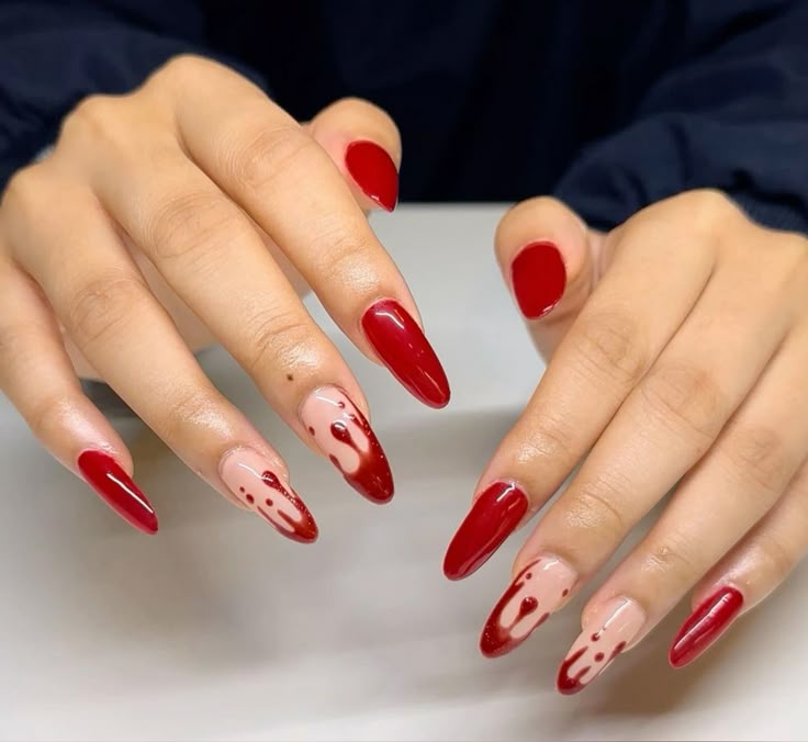 Red Blood Drip Nails