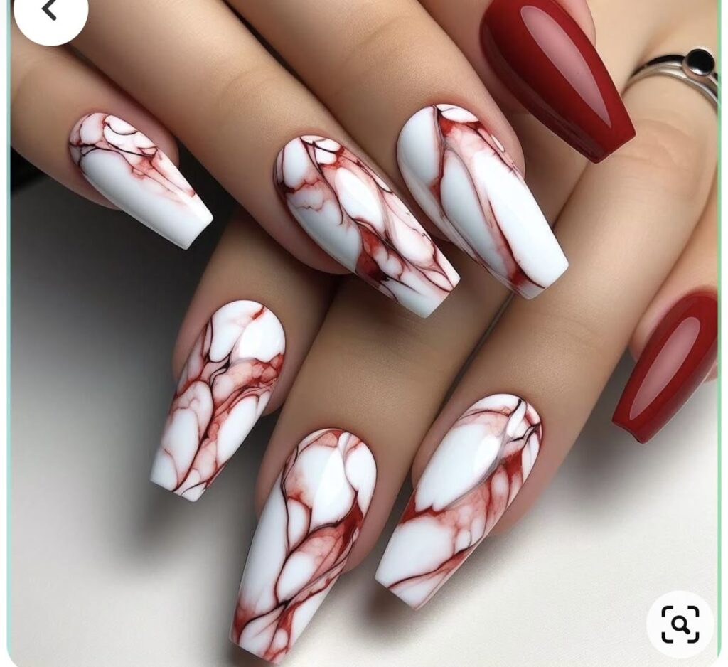 Blood Marble Nails
