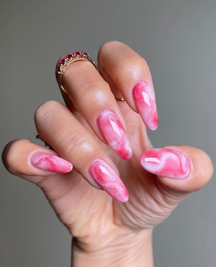 Pink Marble Nails