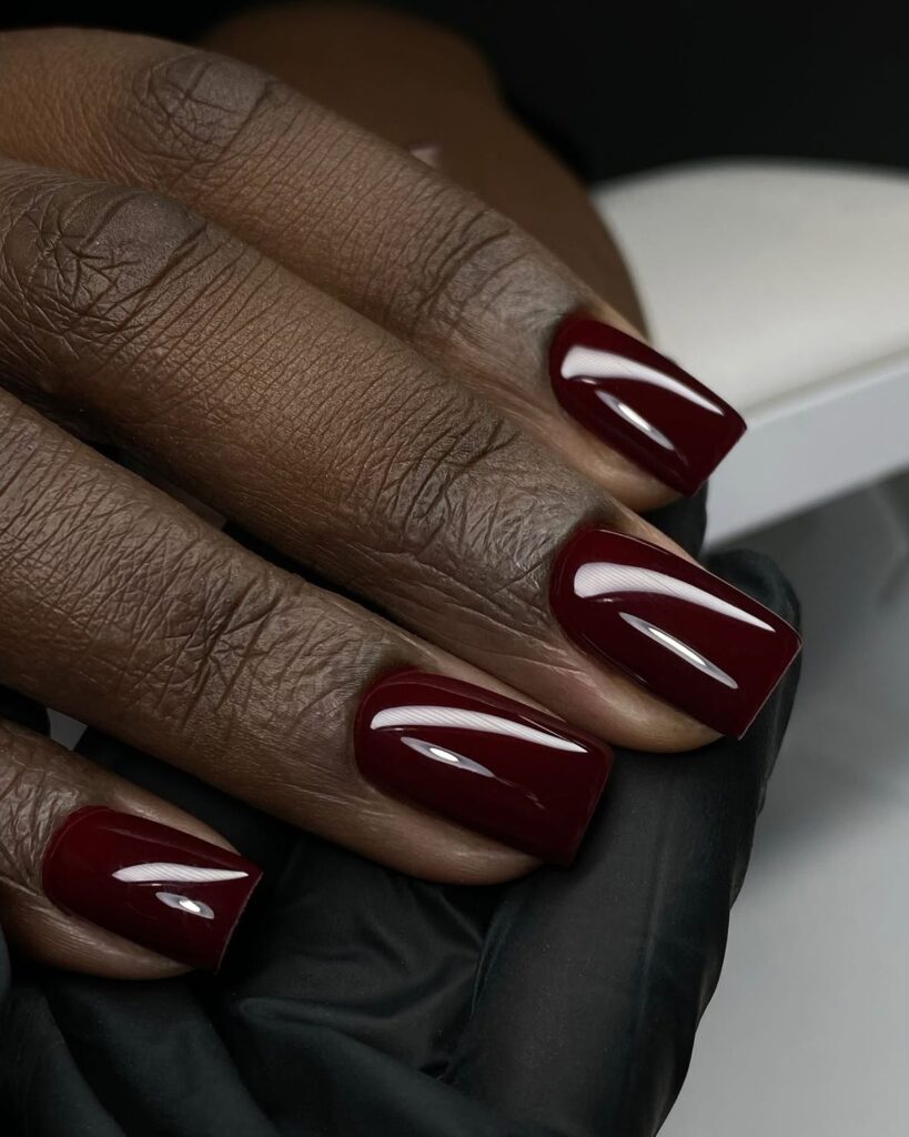 Maroon Square Nails