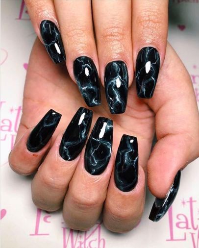 Black Marble Nails