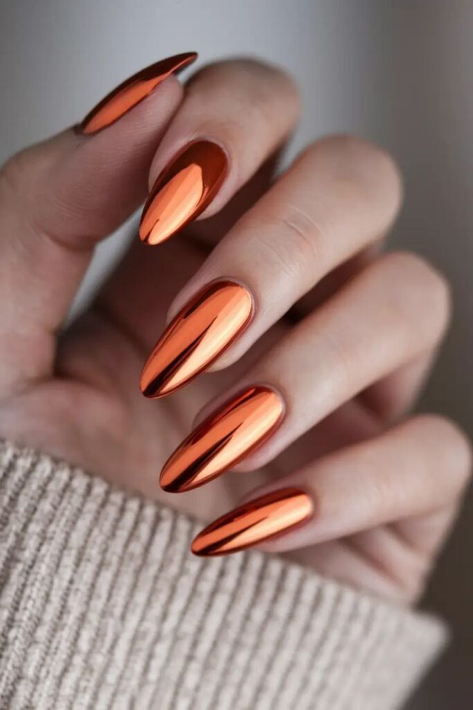 Copper Almond Nails