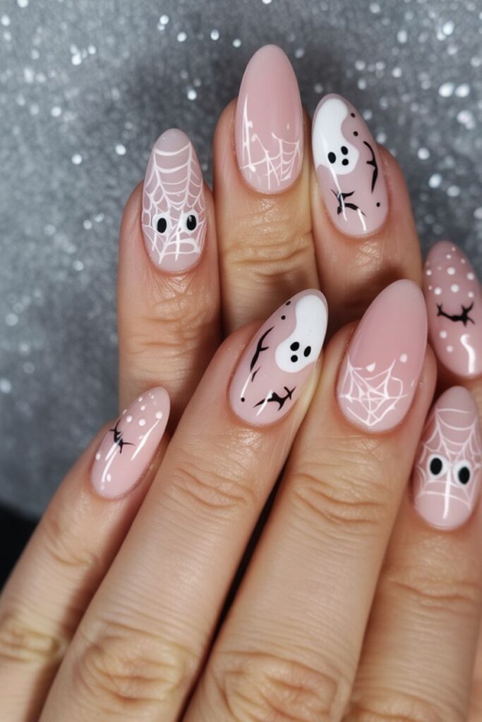 Blush Pink Ghost Nails