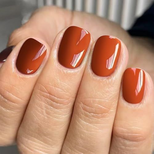 Burnt Orange Square Nails
