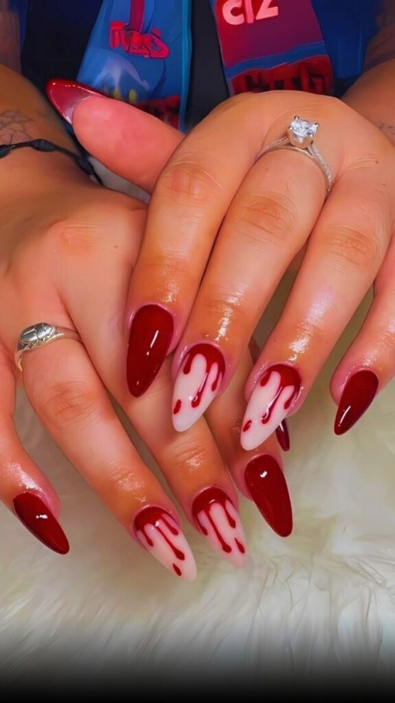 Blood Drip Red Nails