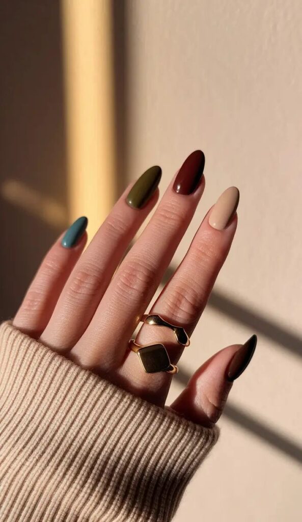 Olive Accent Nails
