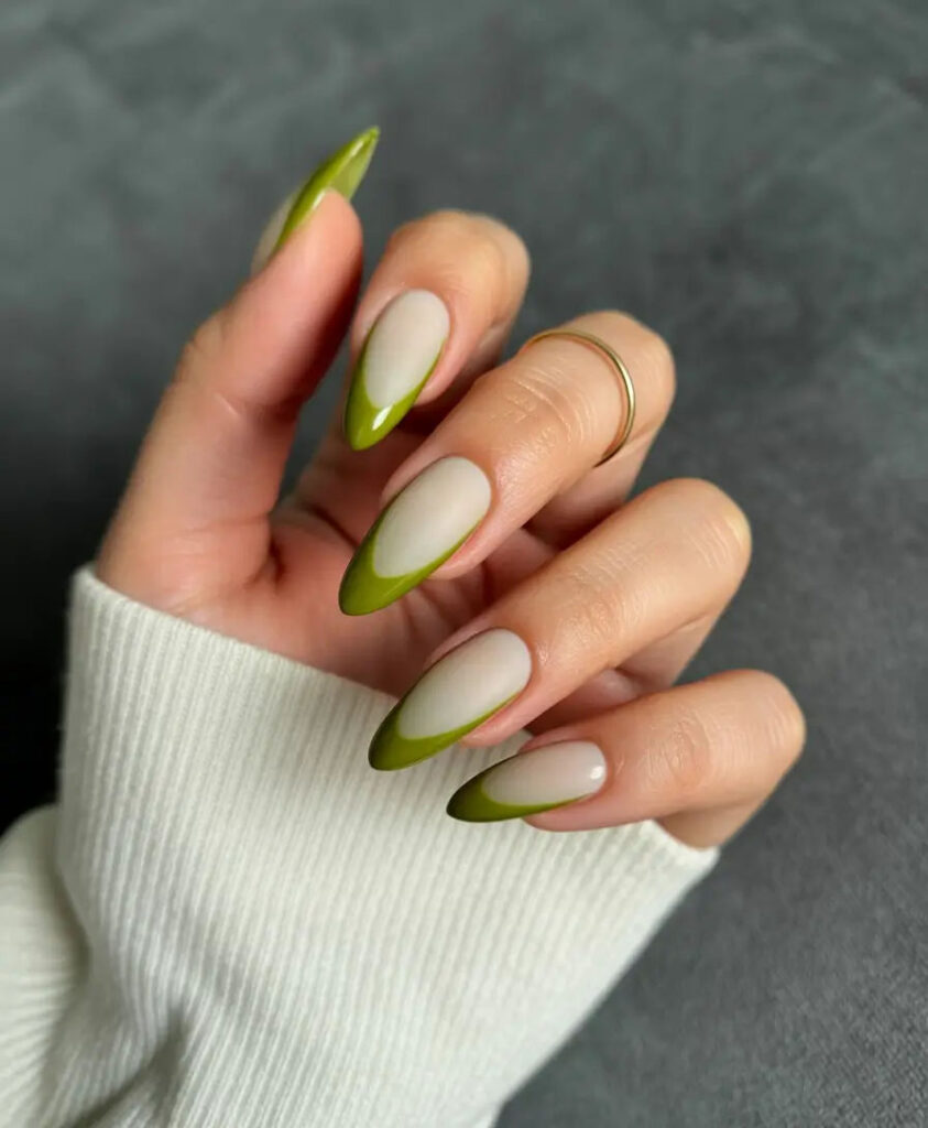 Olive Green French Tips