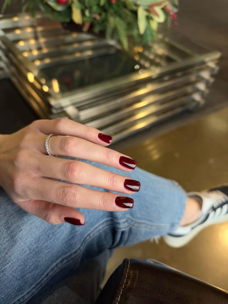 Burgundy Square Nails