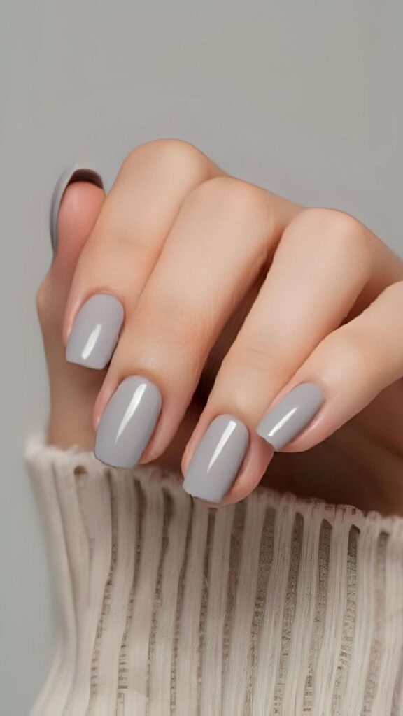 Gray Square Nails