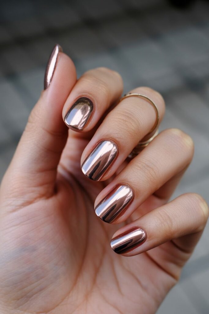Metallic Rose Nails