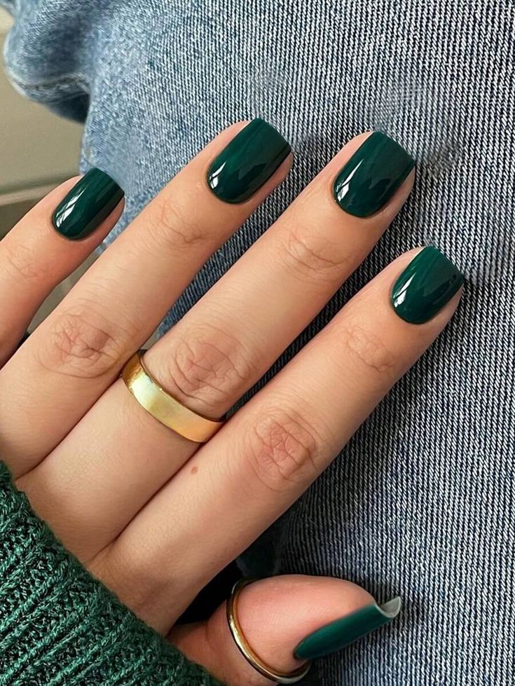 Deep Green Square Nails