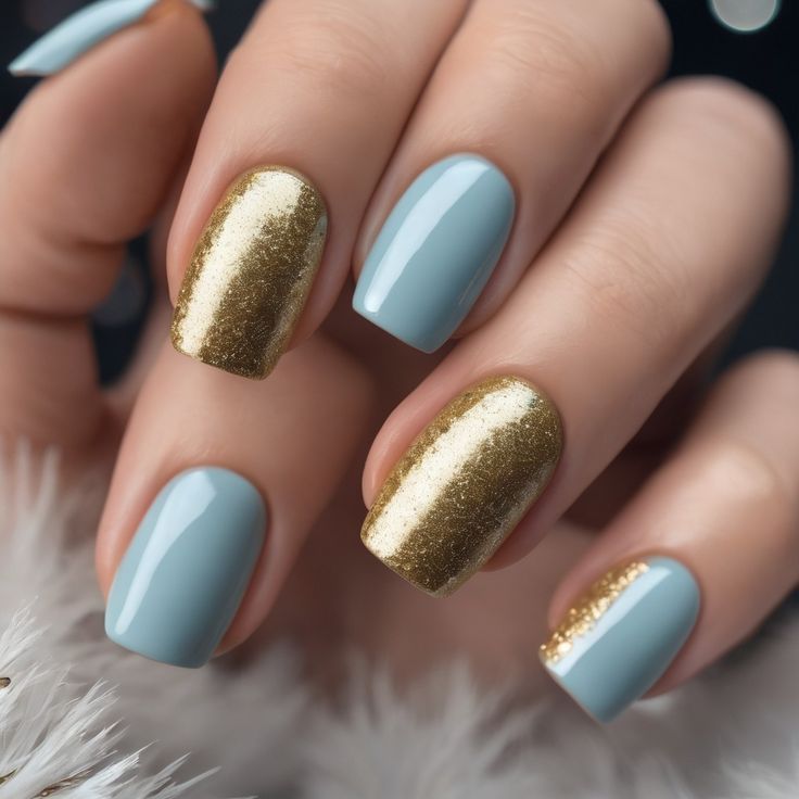 Sky Blue with Gold Flakes
