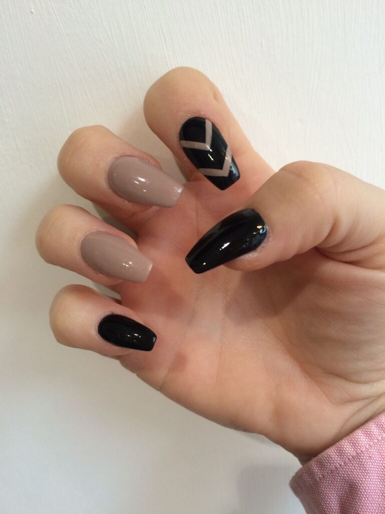 Black and Nude Mix Nails