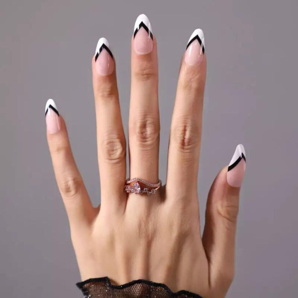 Classic Black and White French Tips