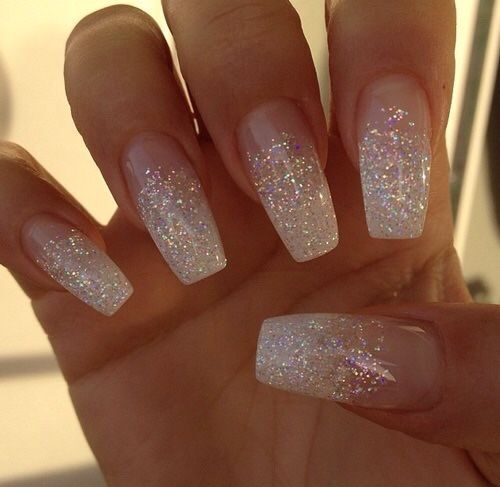 White Glitter Nails