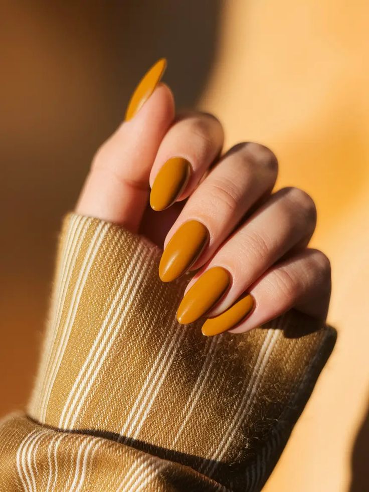 Matte Mustard Yellow Nails