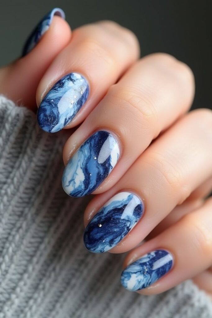 Blue Marble Nails