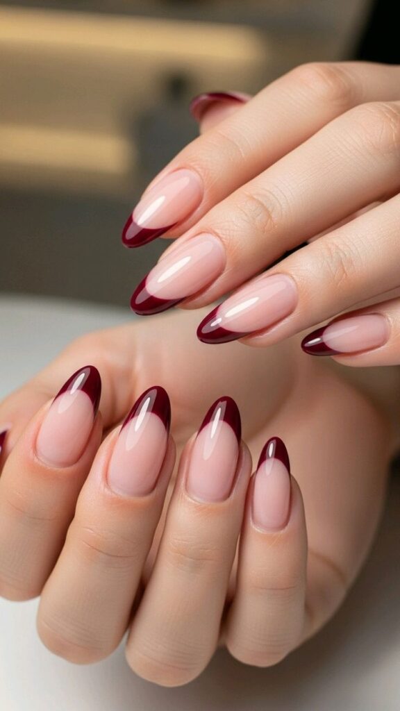 Modern Burgundy French Tip