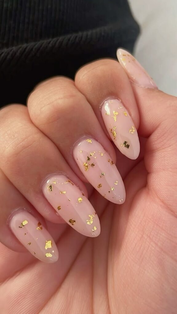 Gold Flakes Nails