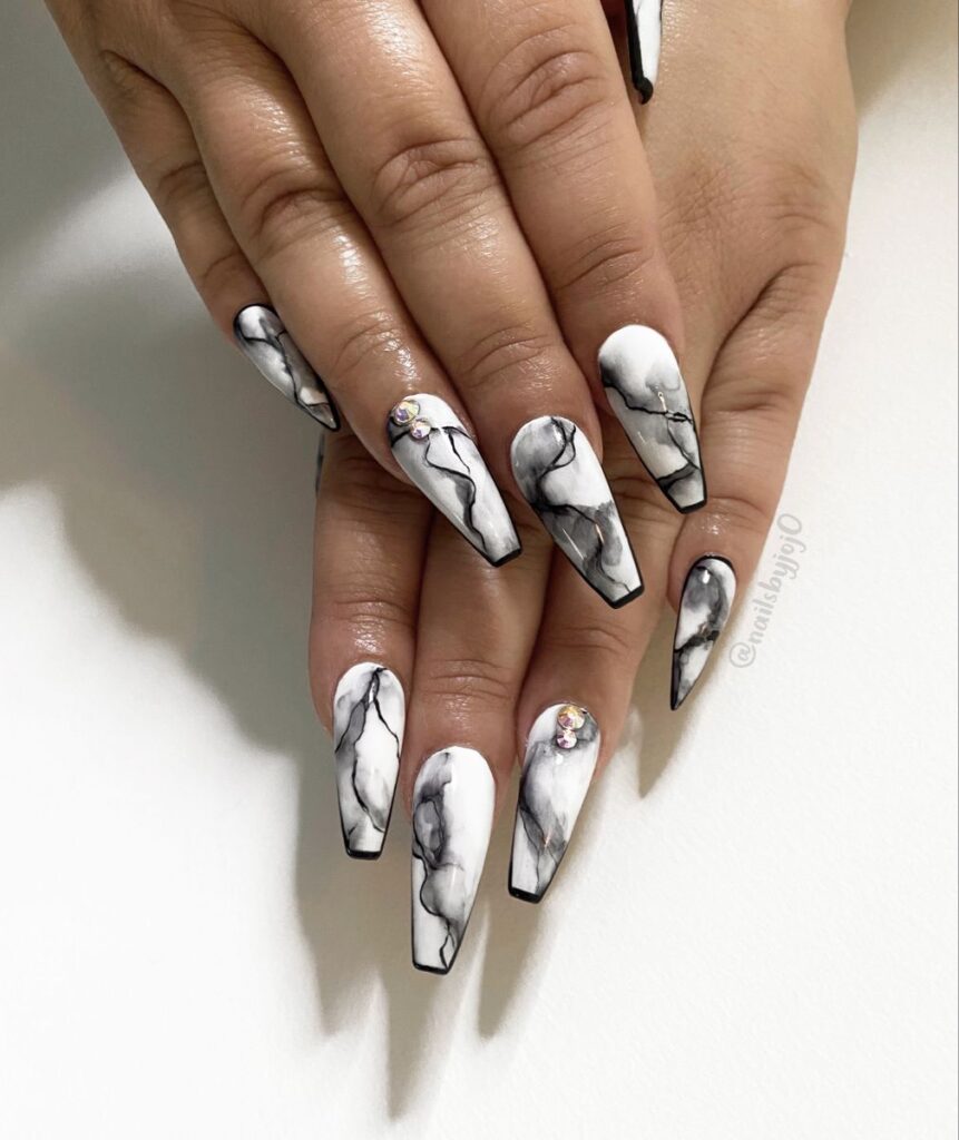 White Marble Nails