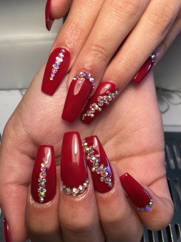Coffin Nails with Rhinestones