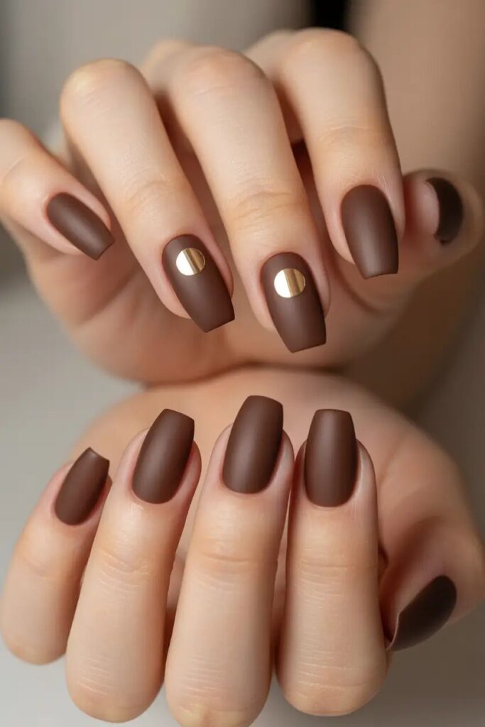 Dark Brown Matte with Accent Nail