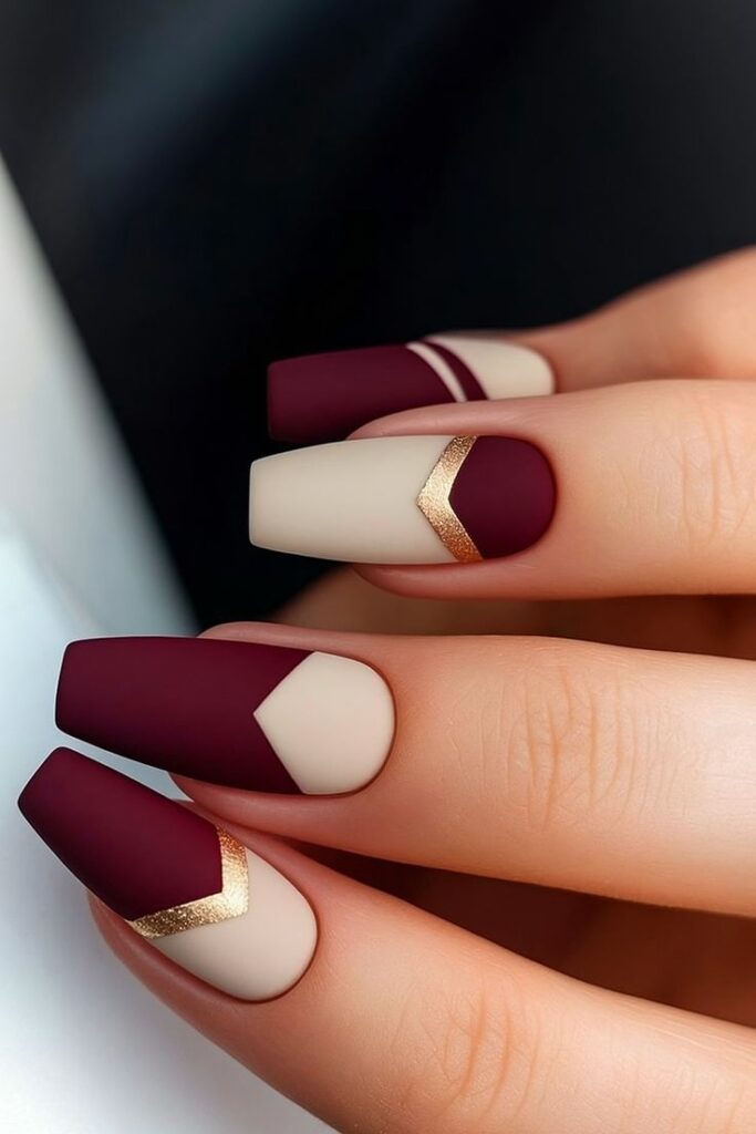 Burgundy and Nude Color Block