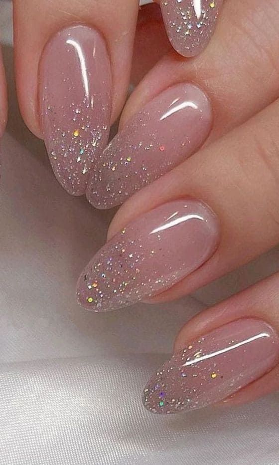 Nude Glitter Nails