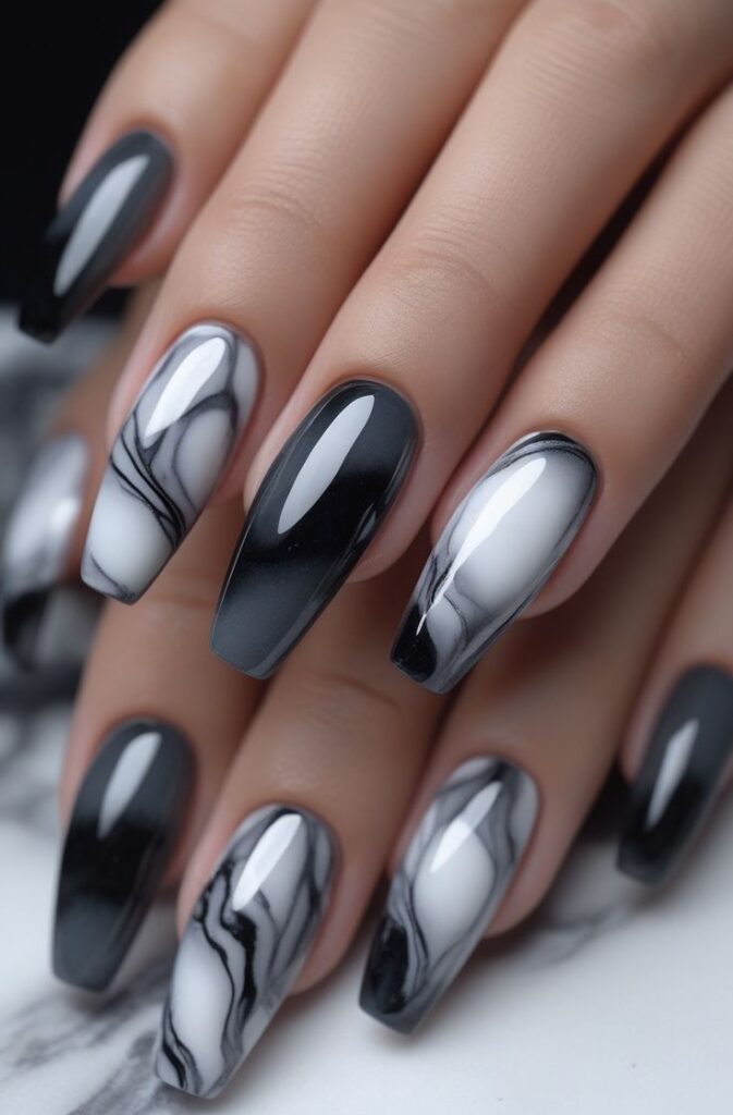 Smoky White Nails