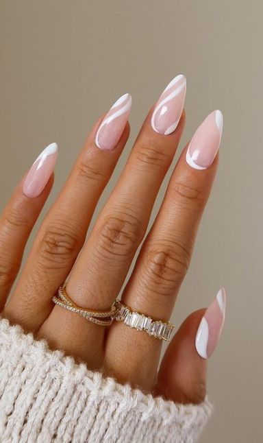 White Swirl Nails