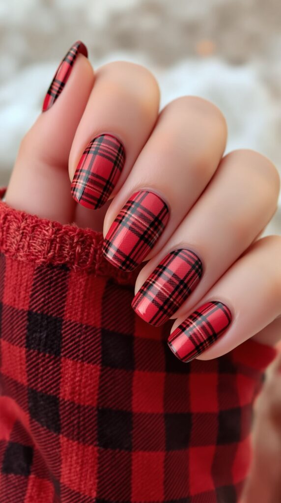 Plaid Accent Nails