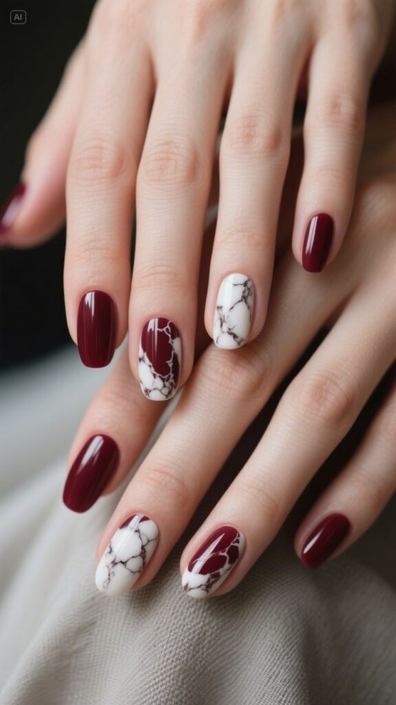 Burgundy with Subtle Marble Accent