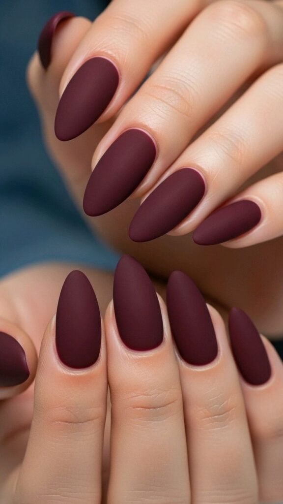 Matte Burgundy Nails