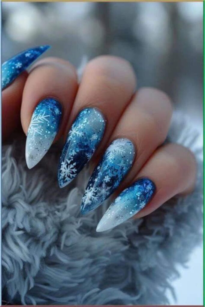 Glitter Snowflake Nails