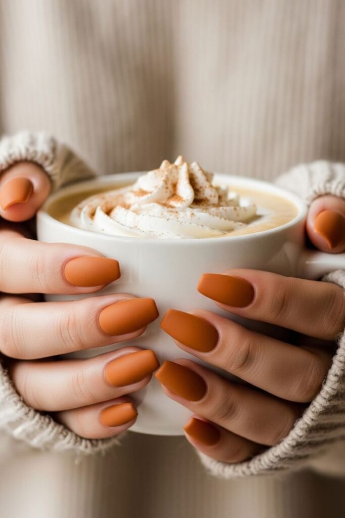 Matte Pumpkin Spice Nails