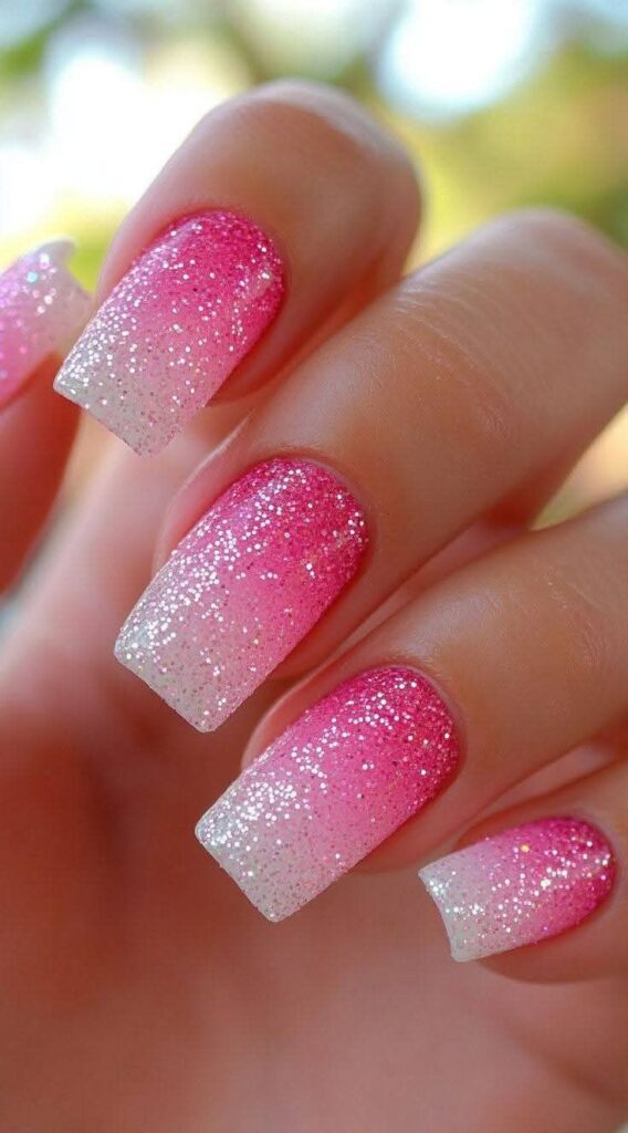Ombre Glitter Coffin Nails