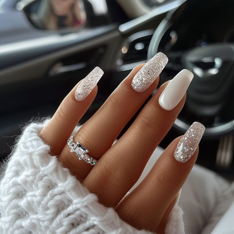 White Christmas Nails