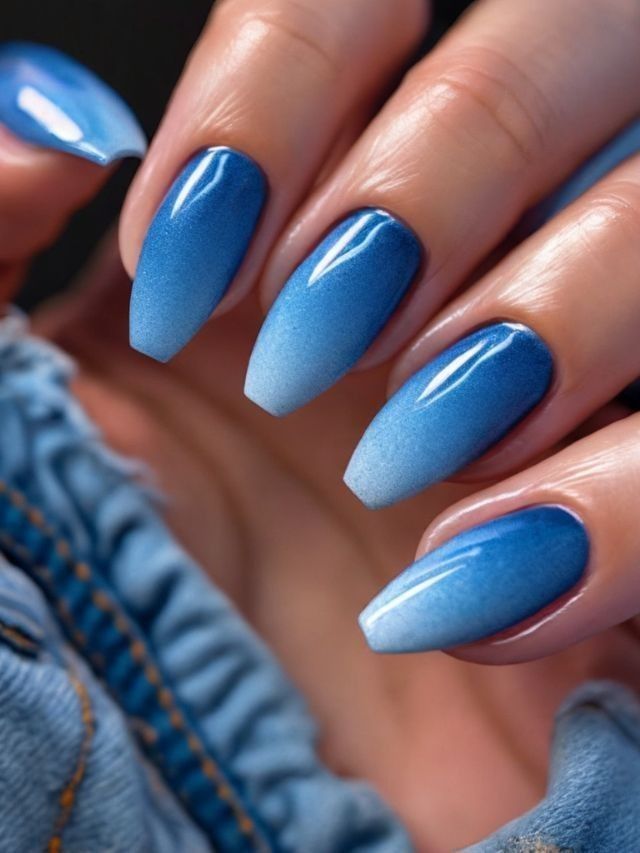 Sky Blue Ombre Nails