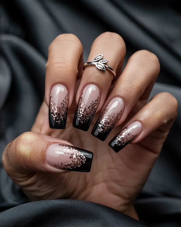 Glitter Coffin Nails