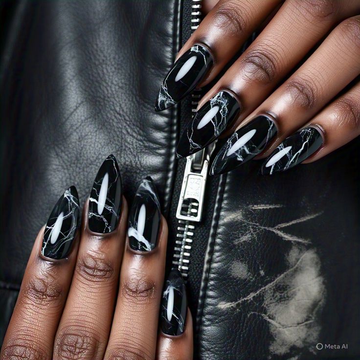 Black Marble Nails