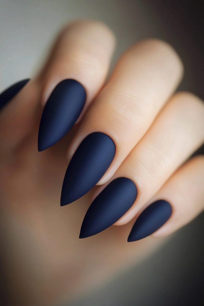 Navy Blue Matte Nails