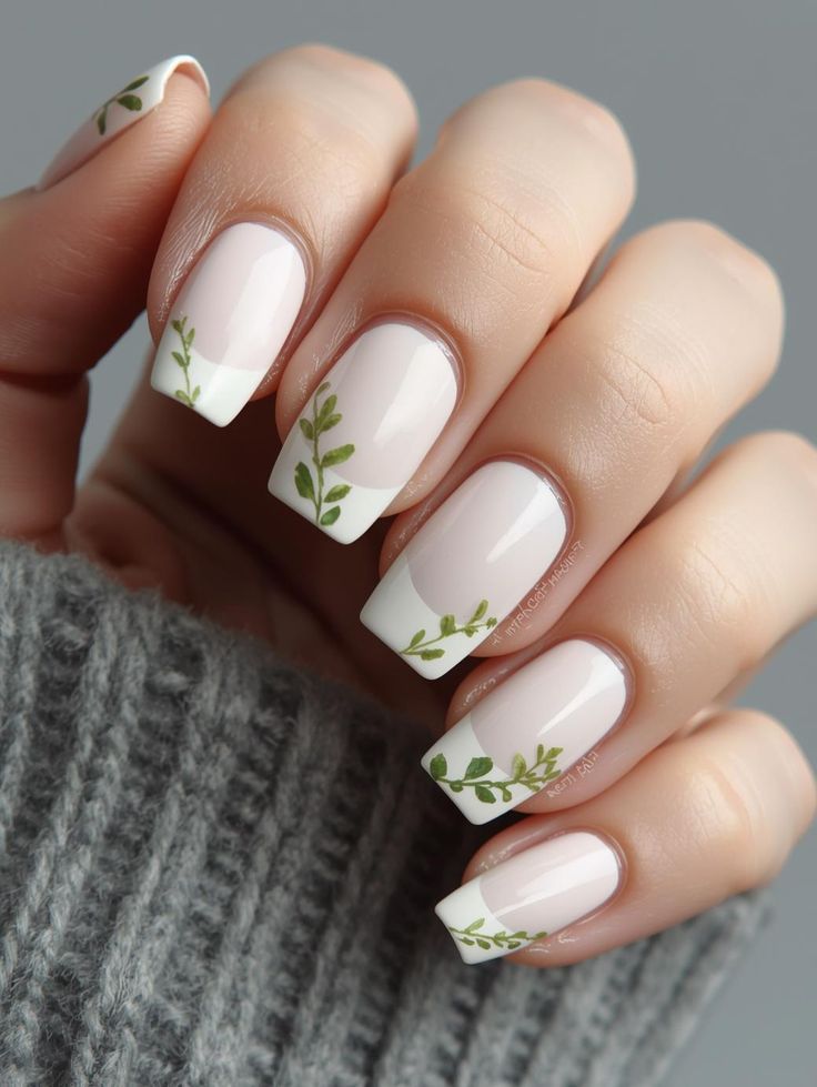 White Tips with Leaf Accents