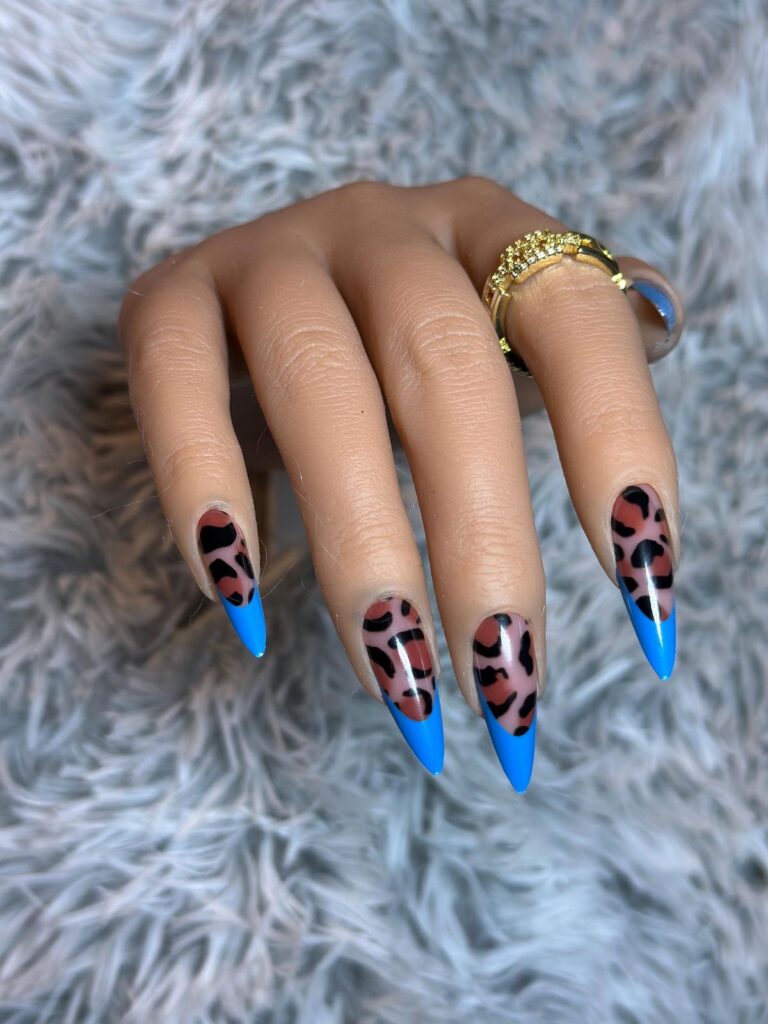 Cobalt Leopard Almond Stilettos
