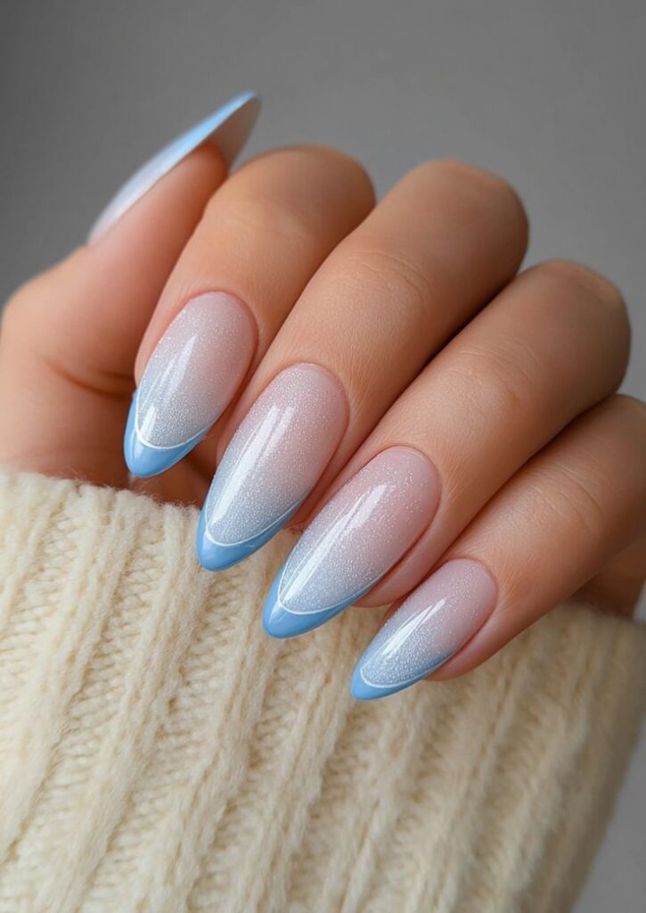 Icy Blue French Tip Nails