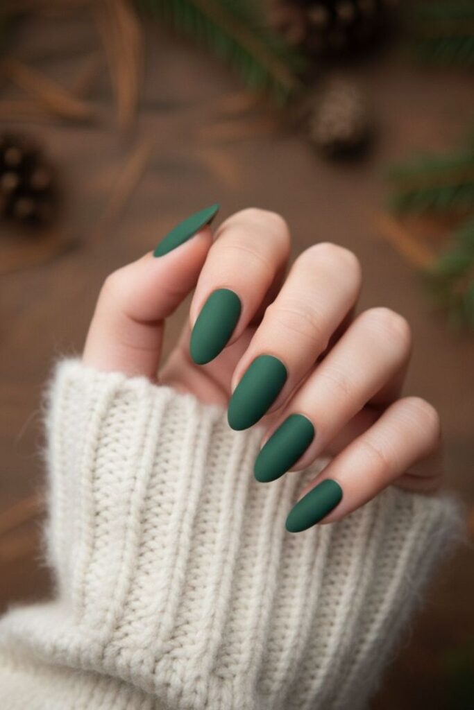 Forest Green Matte Nails