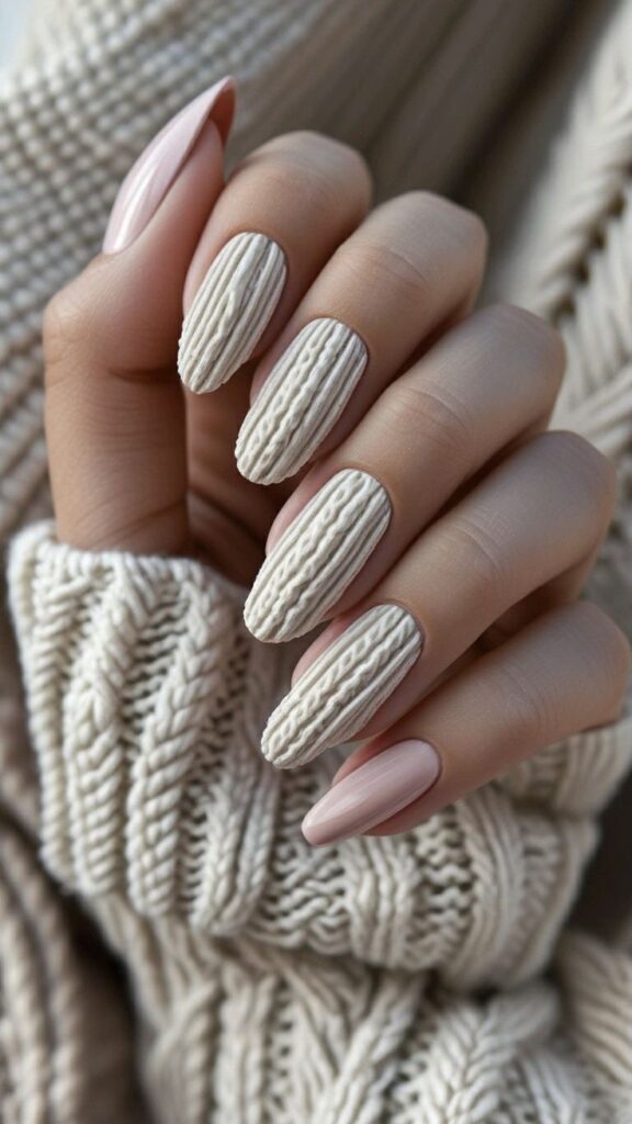 Textured Knit Nail Design