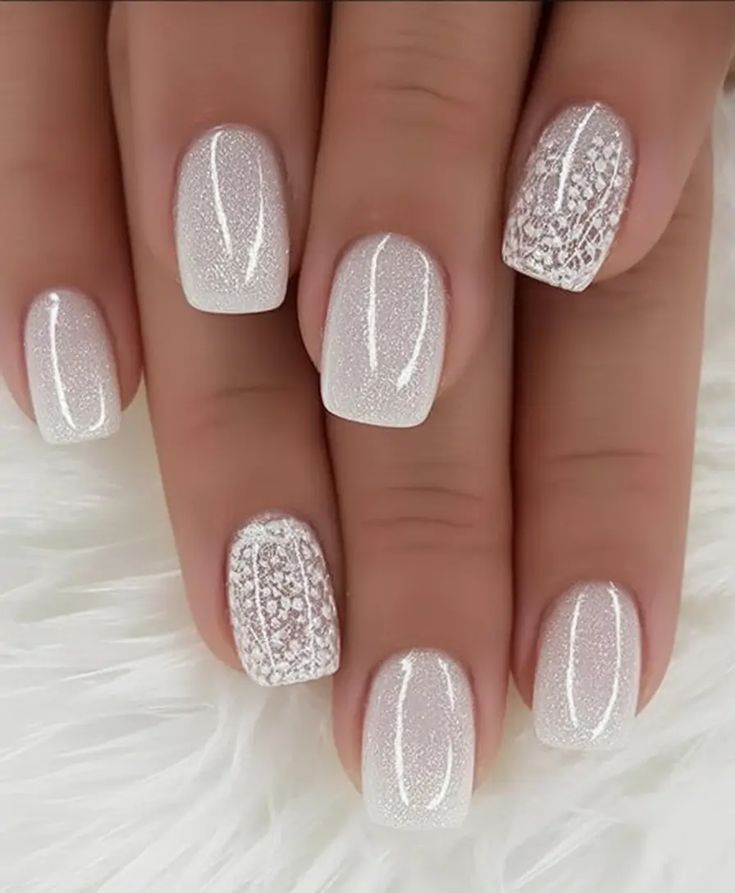 Milky White Glow Nails